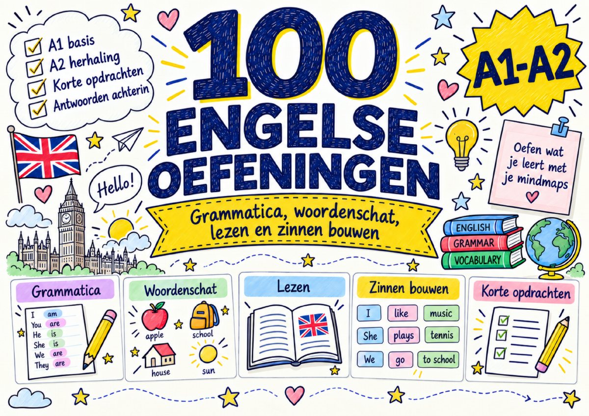 Omslag van 100 Engelse oefeningen A1-A2