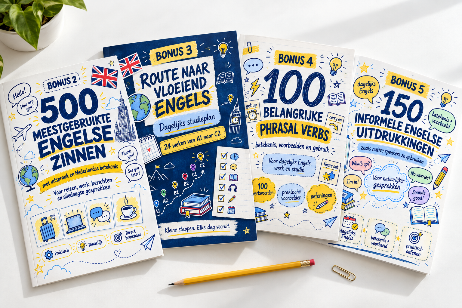 Vier geïllustreerde bonusboeken